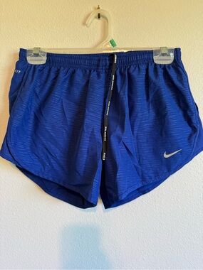 Nike Royal Blue Women's Running Shorts with Silver Swoosh